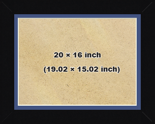 Modern Sleek Frames Black 20x16 Picture Frame with (19.02x15.02) Blue mount